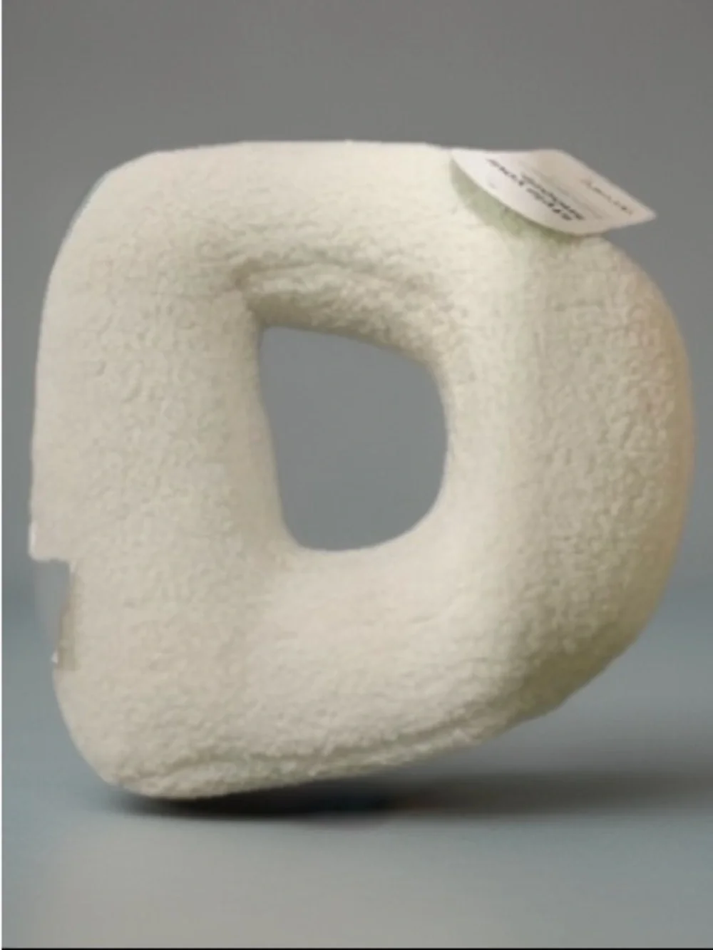 Letter ‘D’ Sherpa Throw Pillow - CREAM
